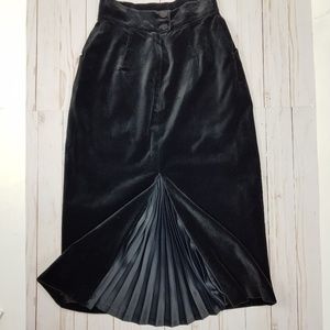 Vintage Velvet Pencil Skirt Satin Vent Sz XS